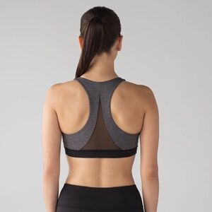 Lululemon Invigorate Bra Heathered Black Sports Bra Luxtreme Mesh Size 4